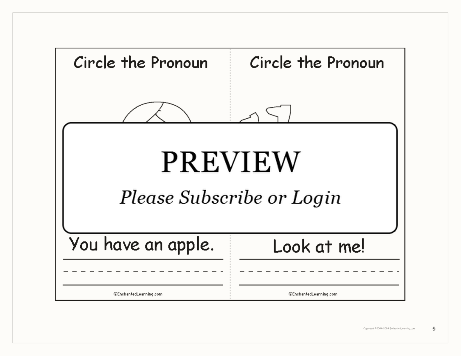 Circle the Pronouns Book interactive printout page 5