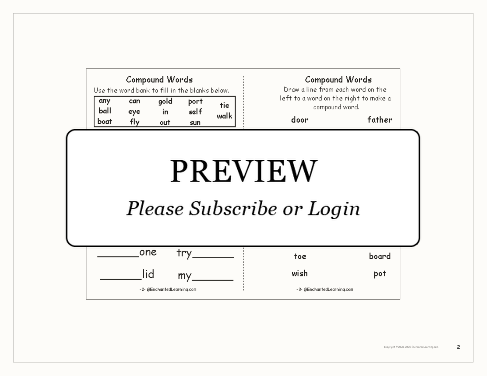 Compound Words Book interactive printout page 2