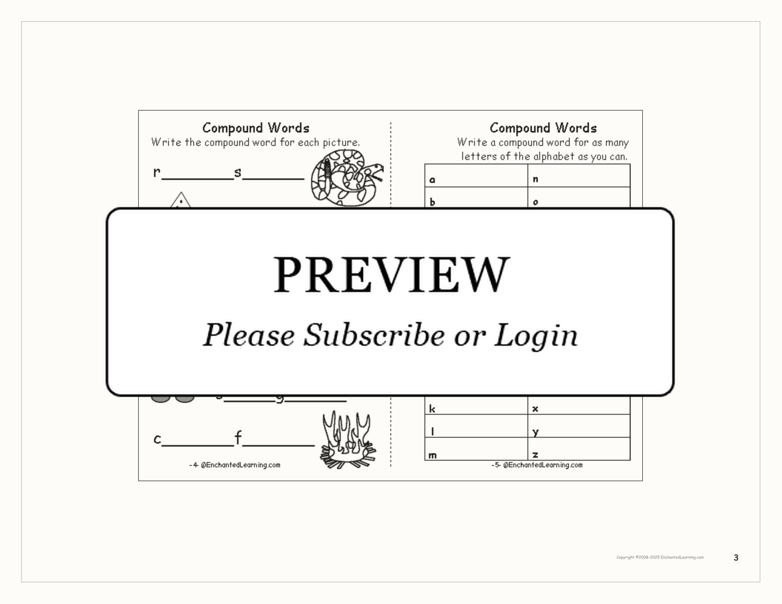 Compound Words Book interactive printout page 3