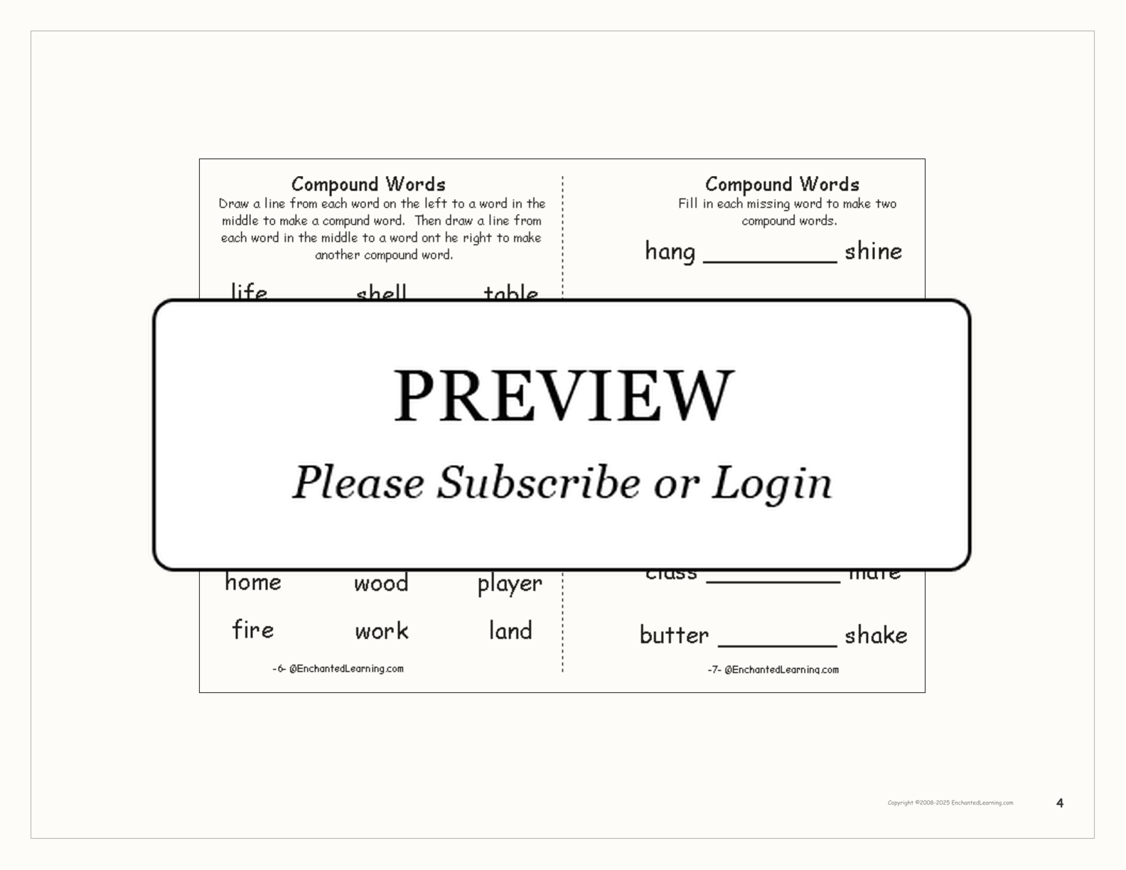 Compound Words Book interactive printout page 4