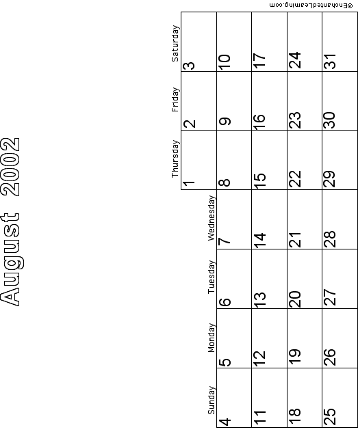 August Calendar 2002 EnchantedLearning
