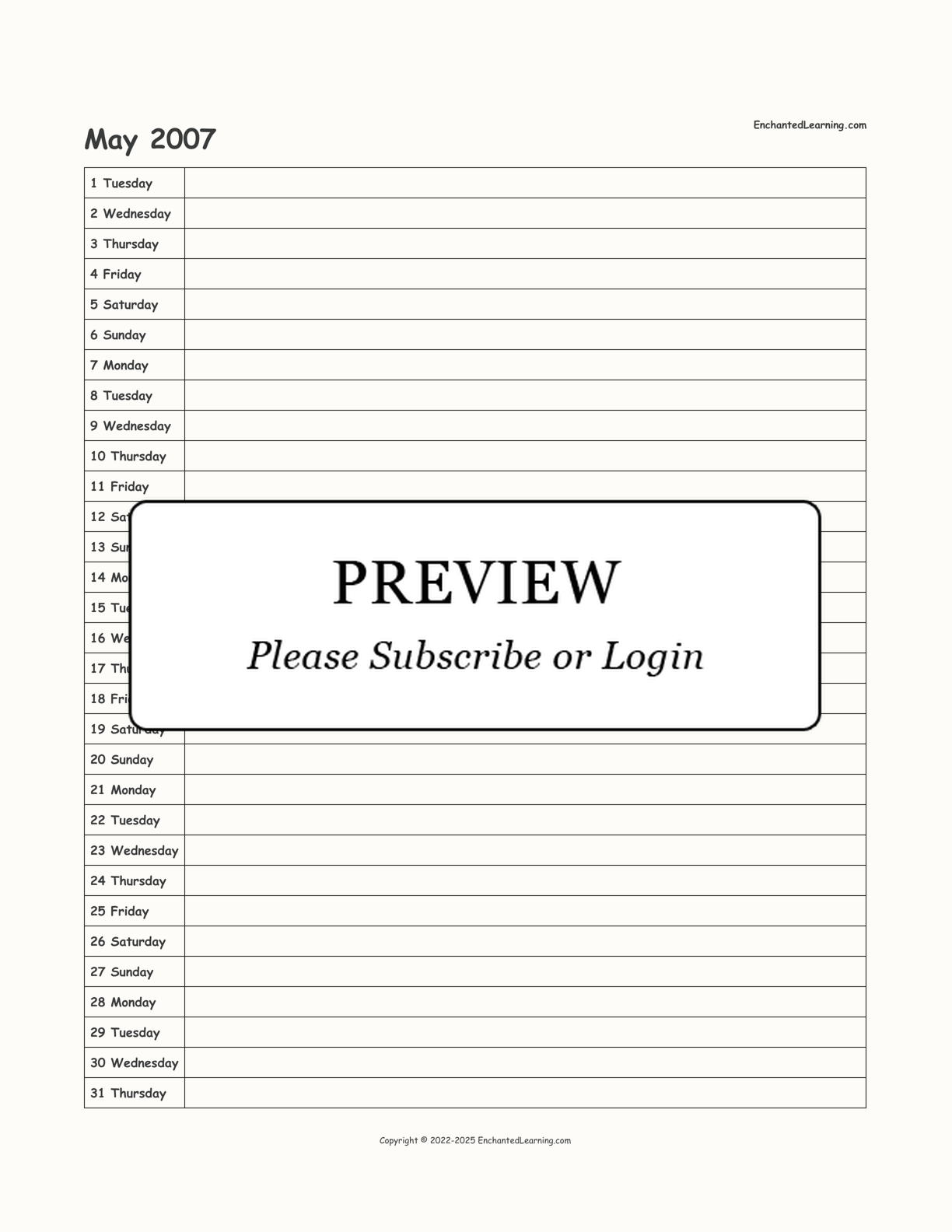 2006-2007 School-Year Scheduling Calendar interactive printout page 11