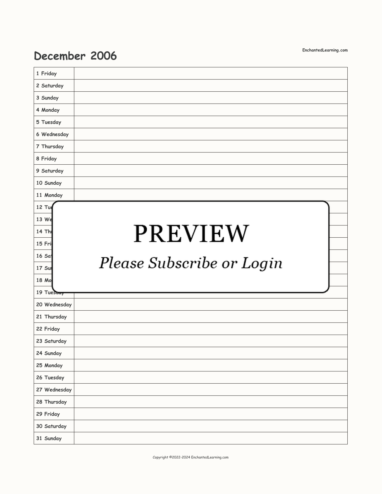 2006-2007 School-Year Scheduling Calendar interactive printout page 6