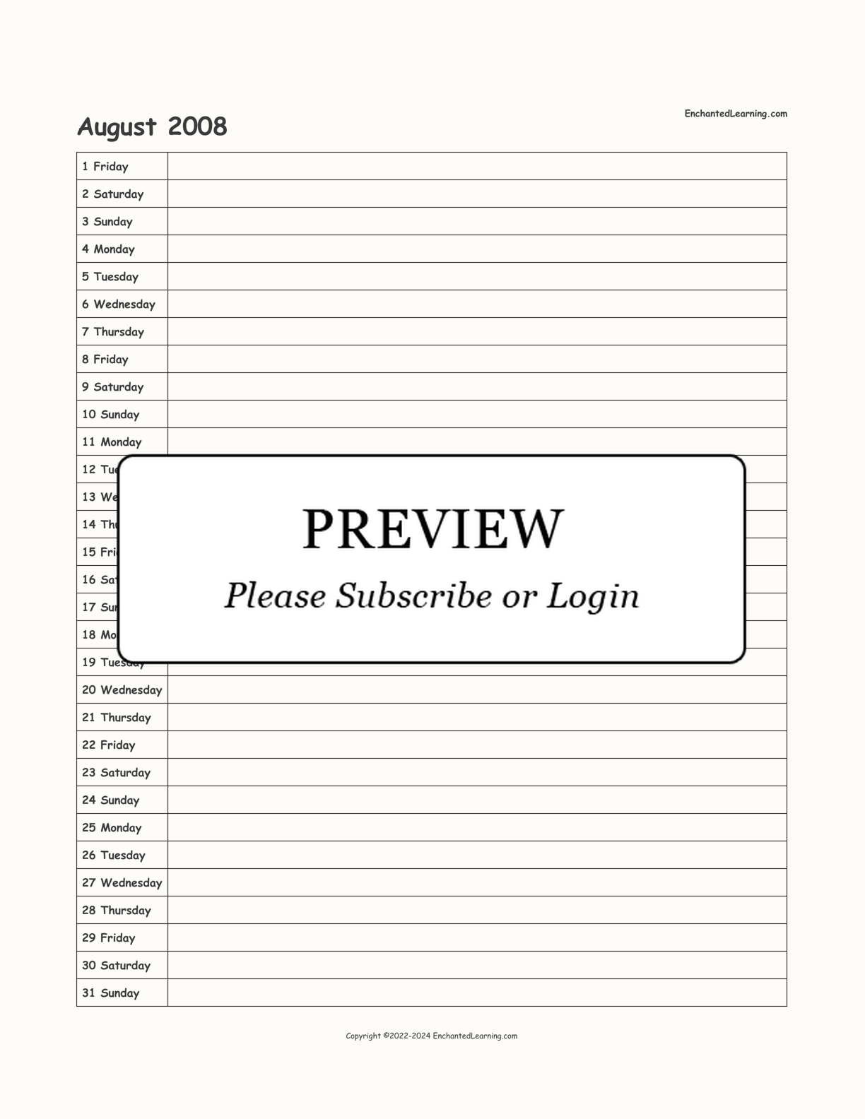 2008-2009 School-Year Scheduling Calendar interactive printout page 2