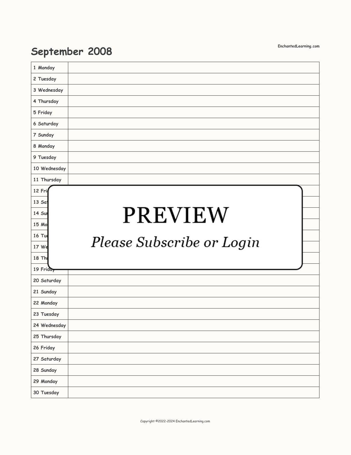 2008-2009 School-Year Scheduling Calendar interactive printout page 3