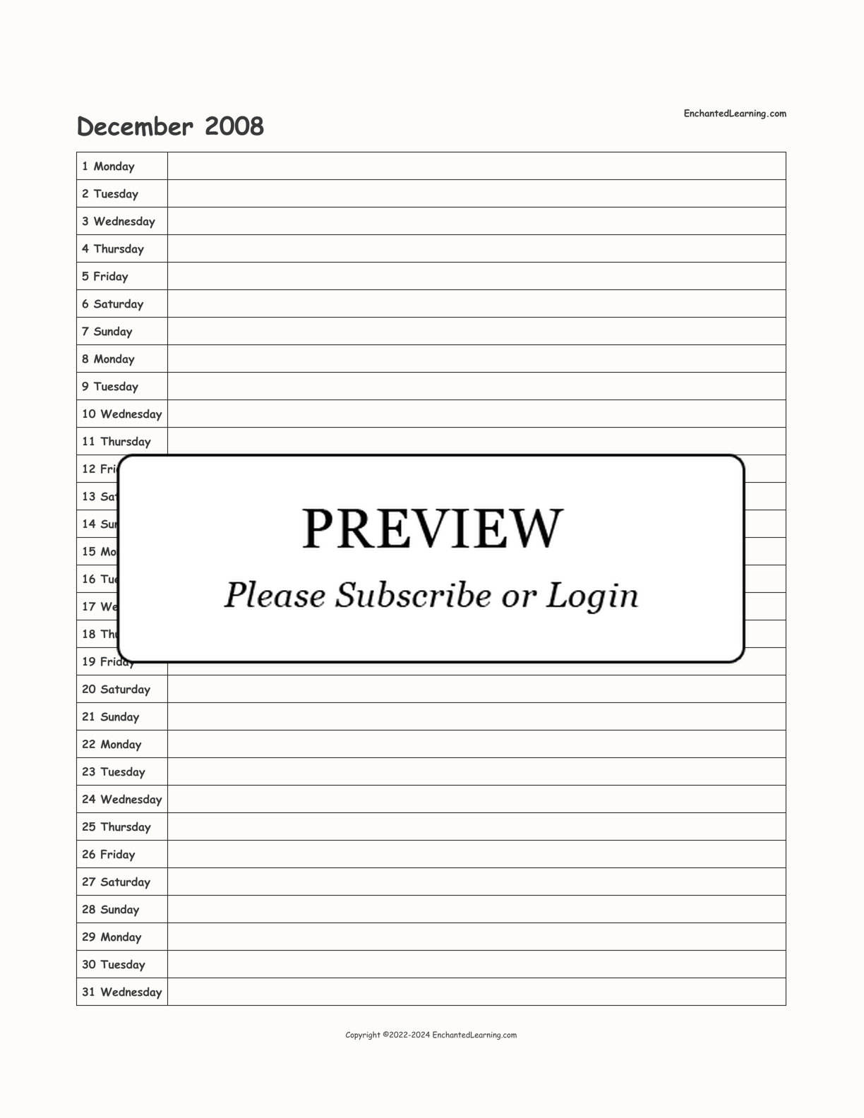2008-2009 School-Year Scheduling Calendar interactive printout page 6