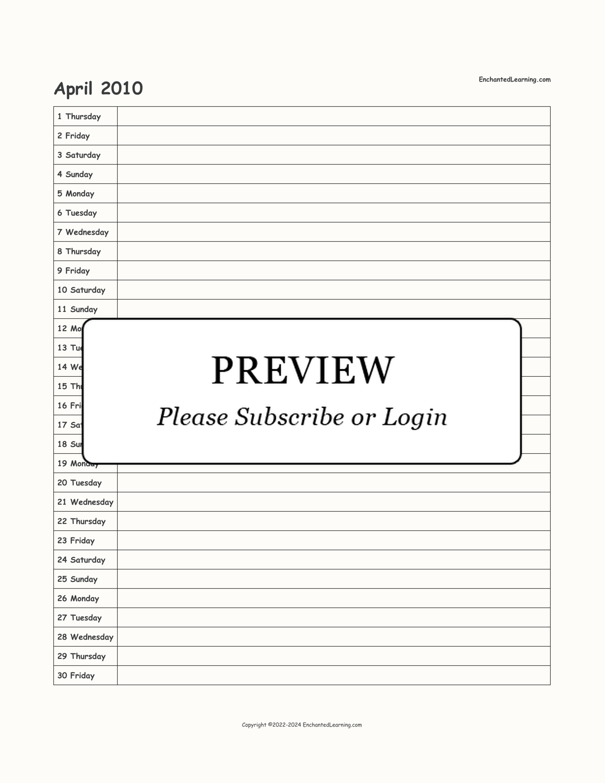 2009-2010 School-Year Scheduling Calendar interactive printout page 10