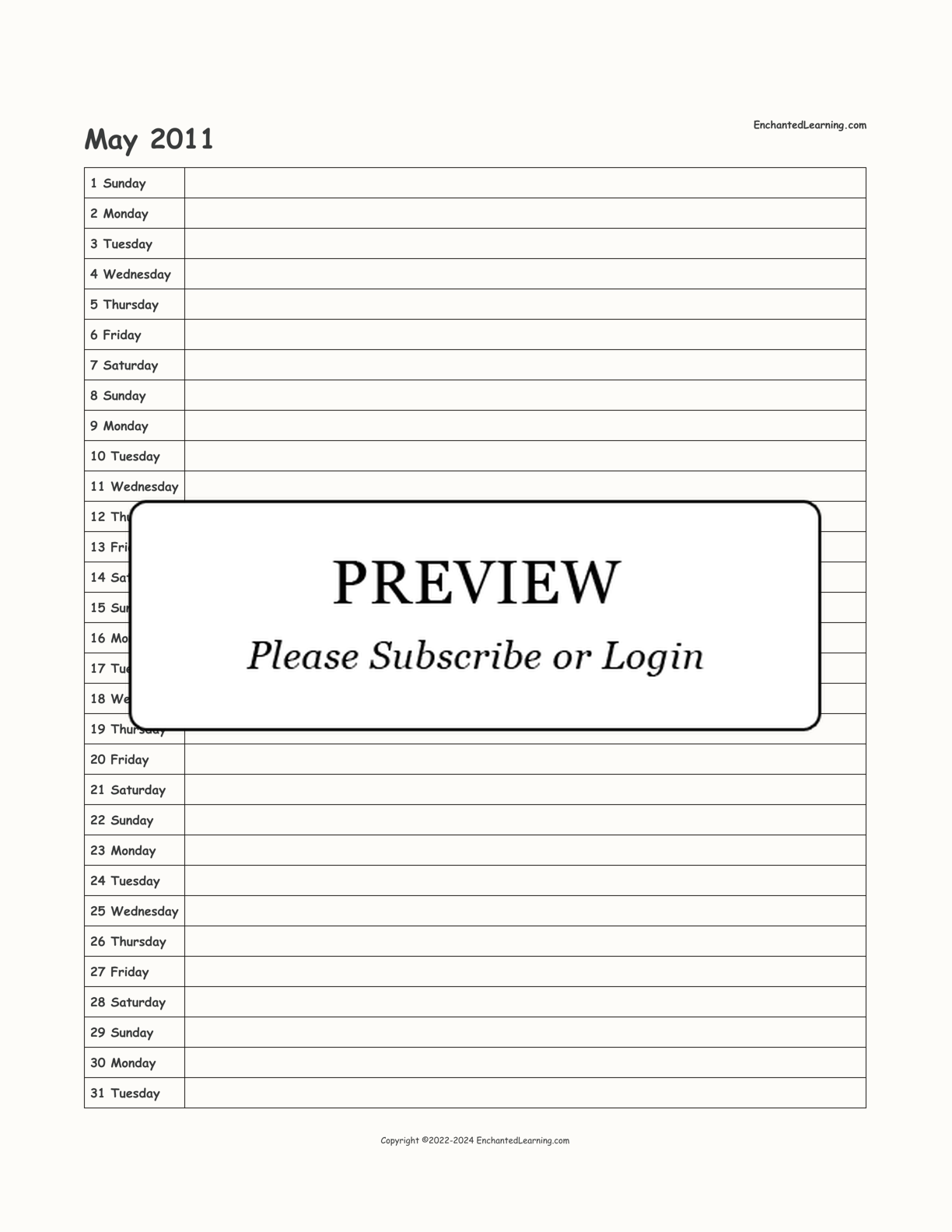 2010-2011 School-Year Scheduling Calendar interactive printout page 11