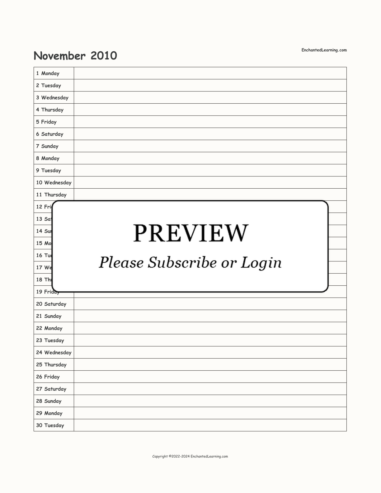 2010-2011 School-Year Scheduling Calendar interactive printout page 5