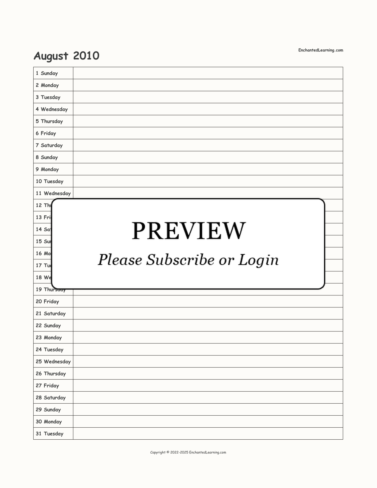 2010 Scheduling Calendar interactive printout page 8