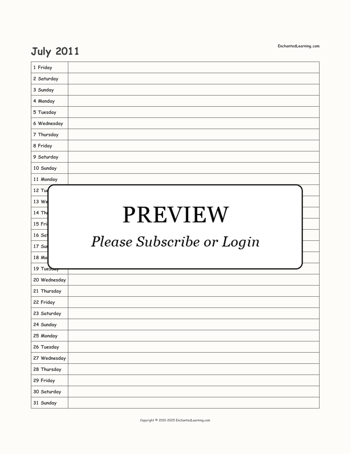 2011 Scheduling Calendar interactive printout page 7