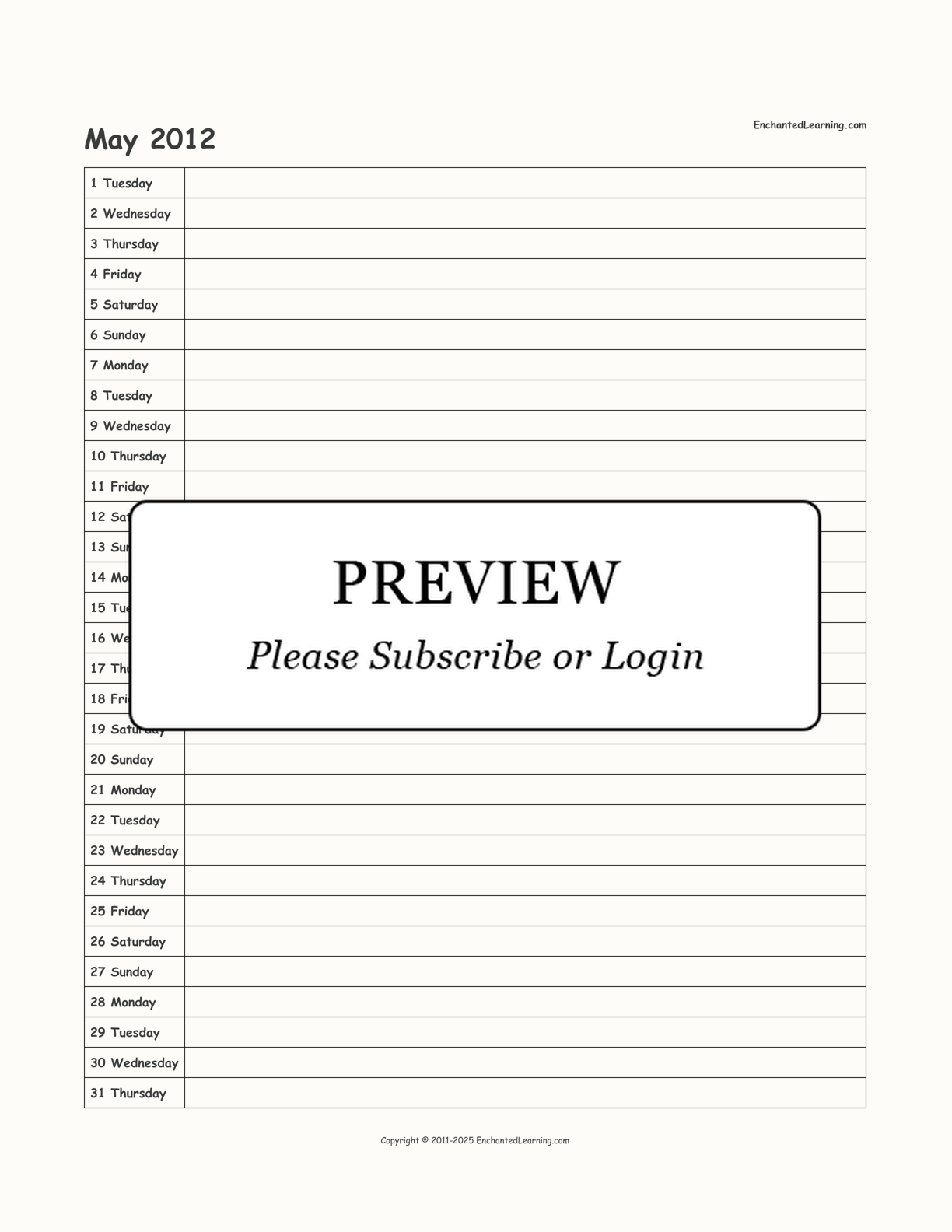 2012 Scheduling Calendar interactive printout page 5