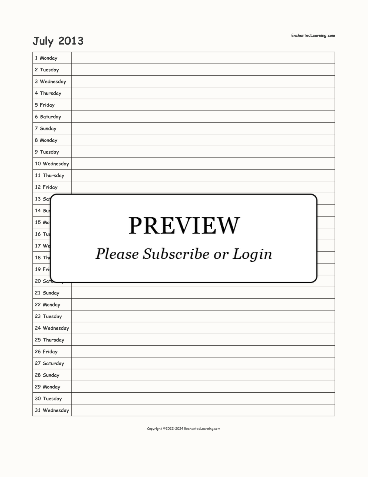 2013-2014 School-Year Scheduling Calendar interactive printout page 1