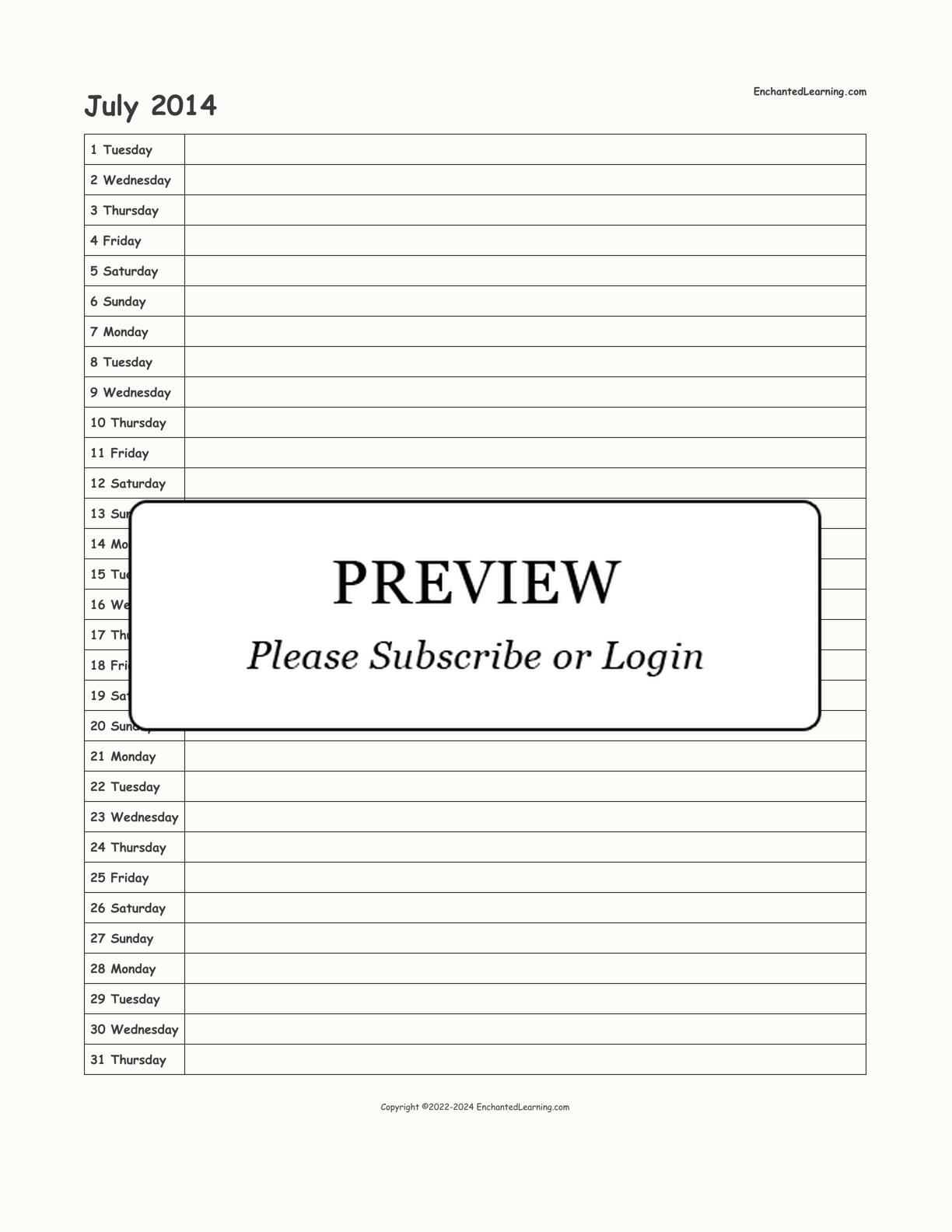 2014-2015 School-Year Scheduling Calendar interactive printout page 1
