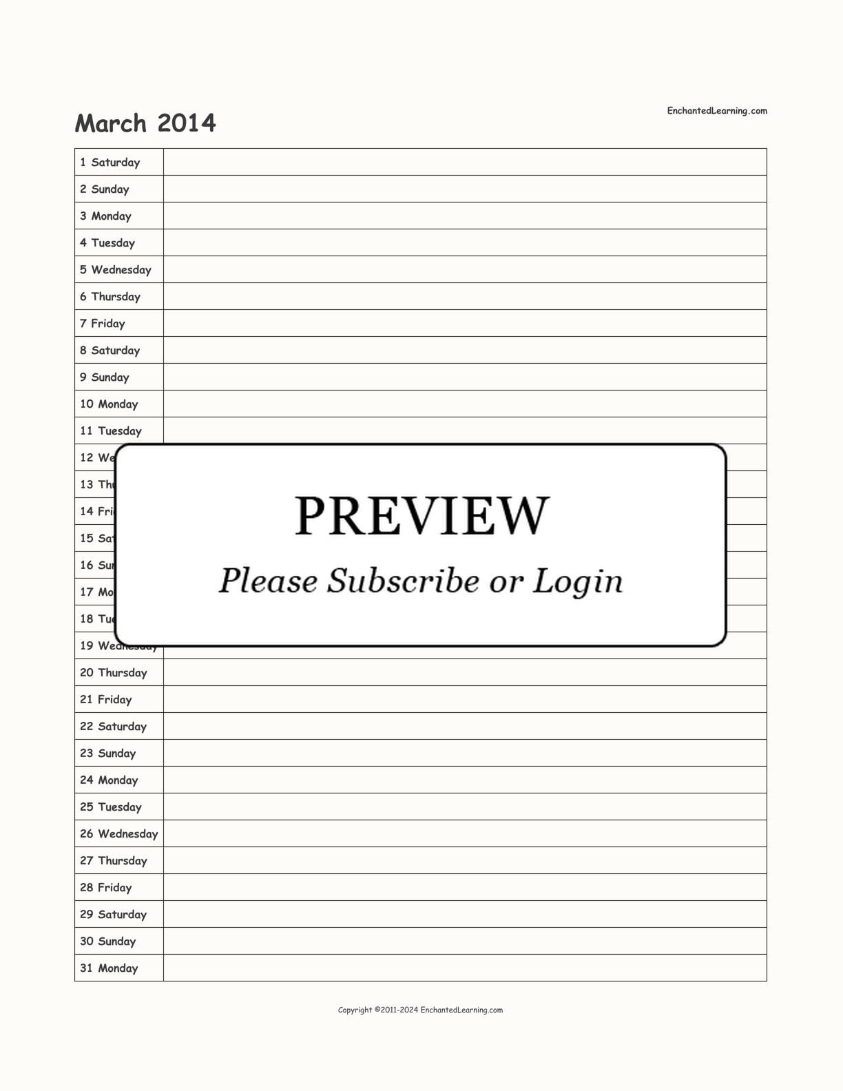 2014 Scheduling Calendar interactive printout page 3