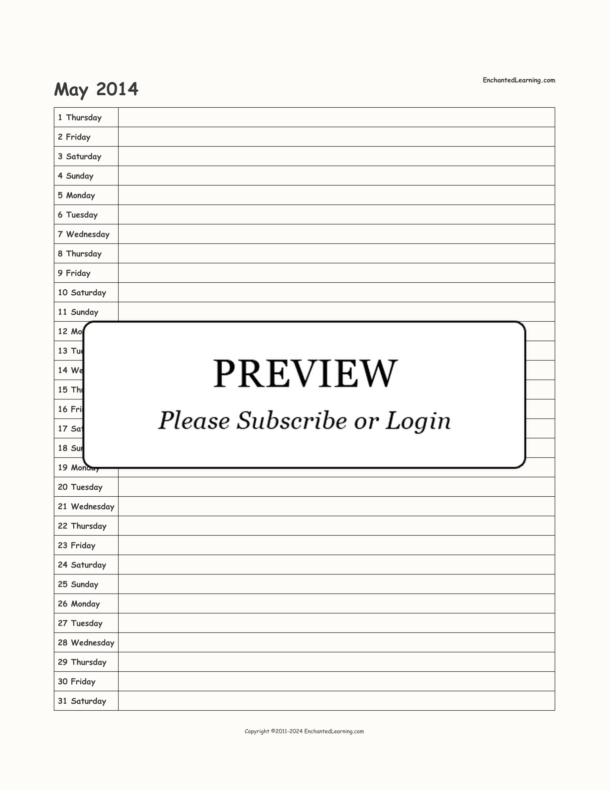 2014 Scheduling Calendar interactive printout page 5