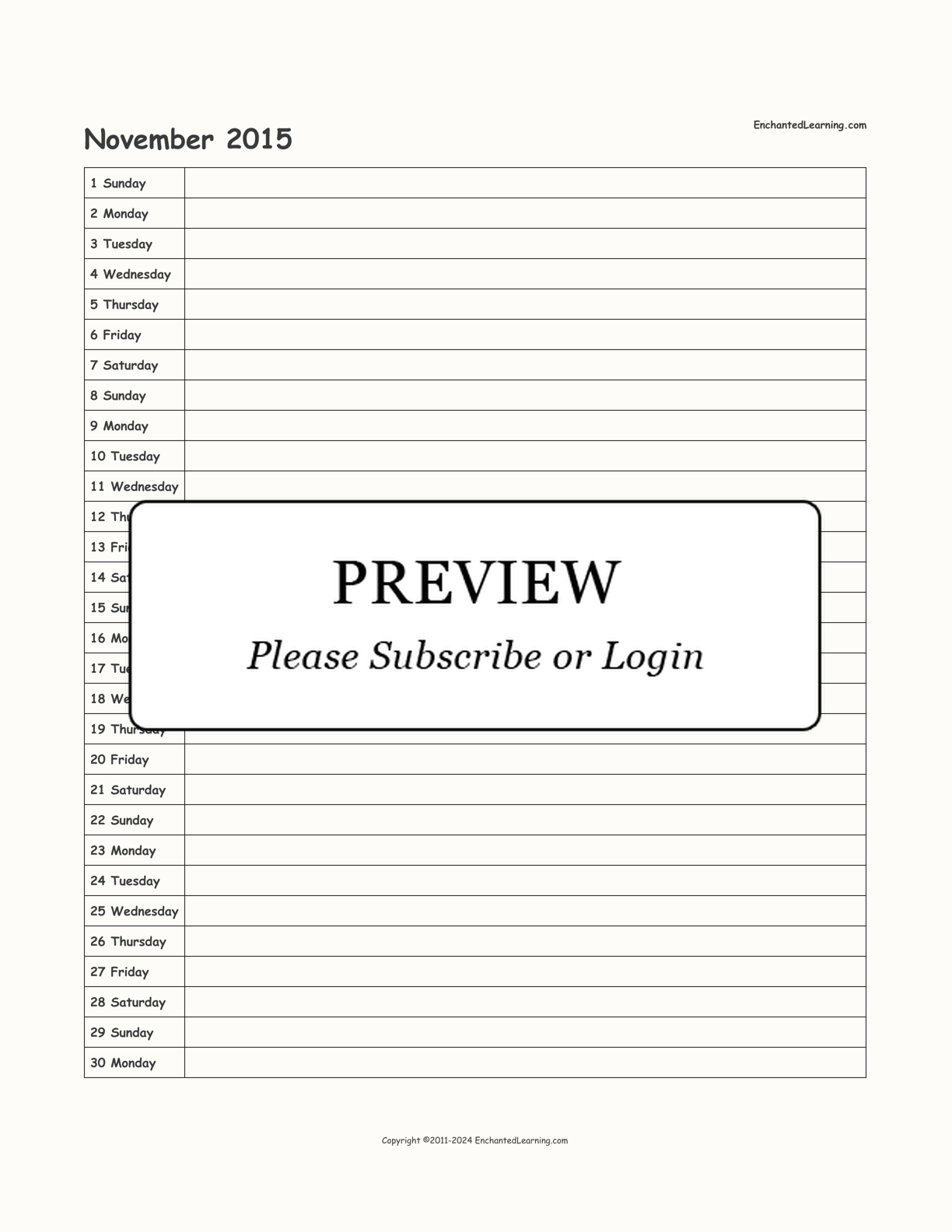 2015 Scheduling Calendar interactive printout page 11