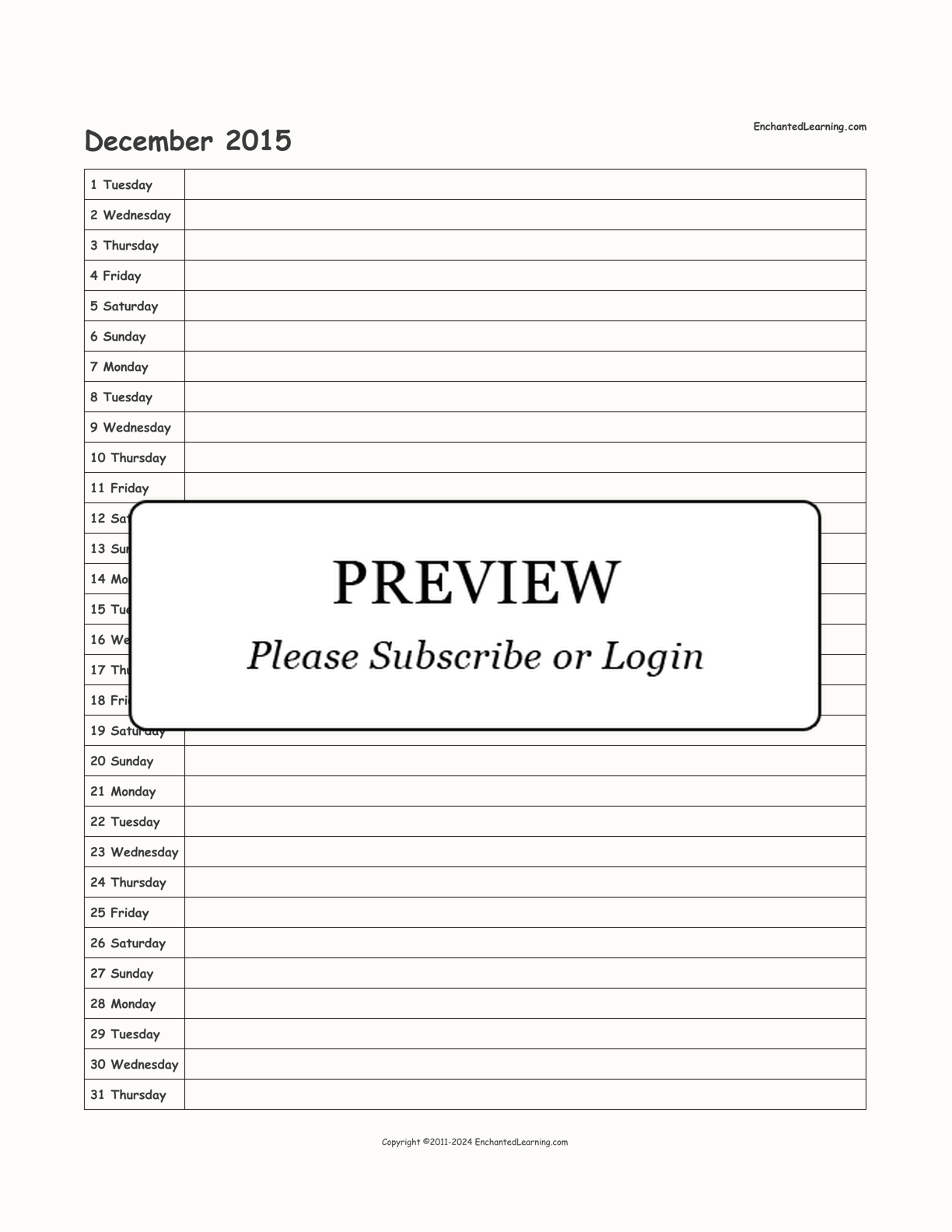 2015 Scheduling Calendar interactive printout page 12