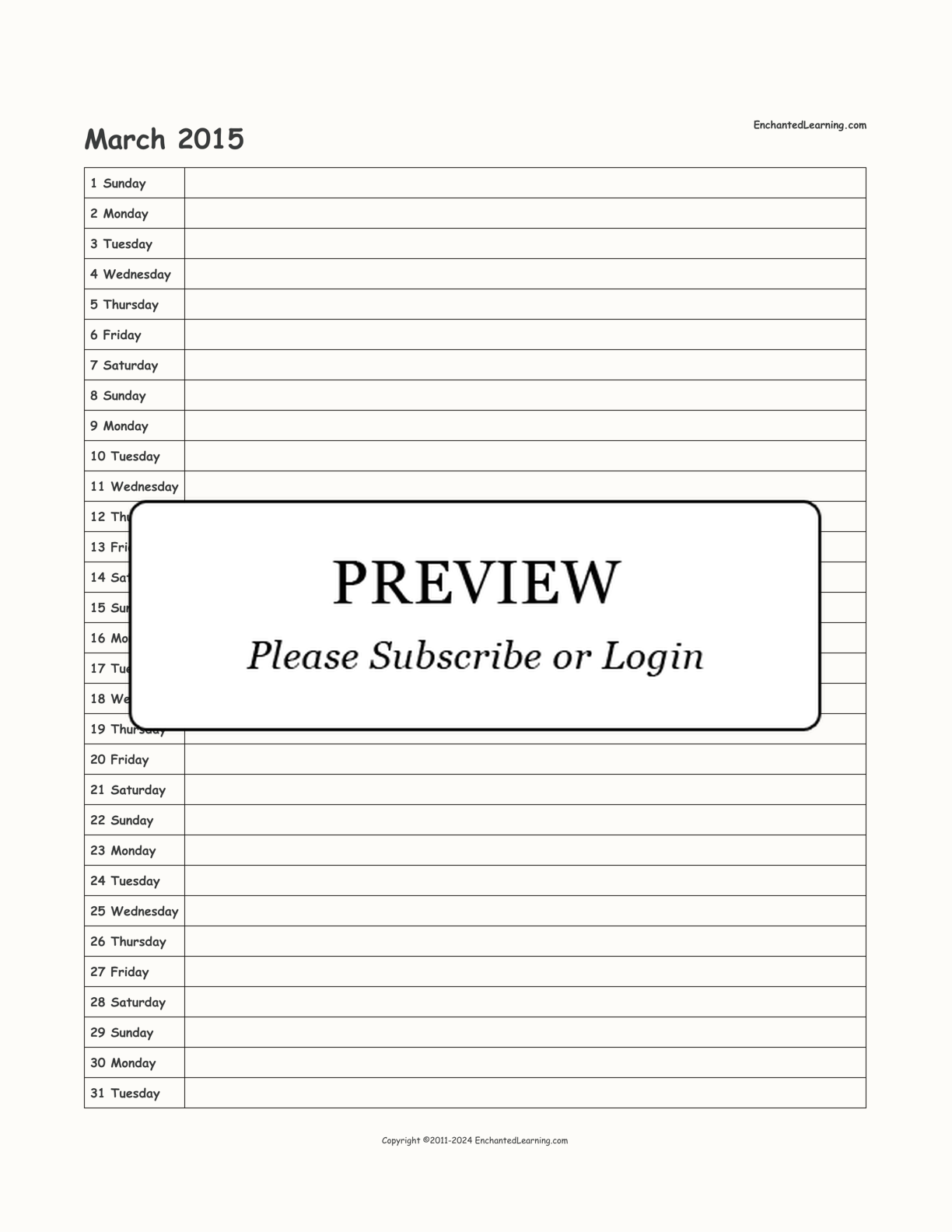 2015 Scheduling Calendar interactive printout page 3