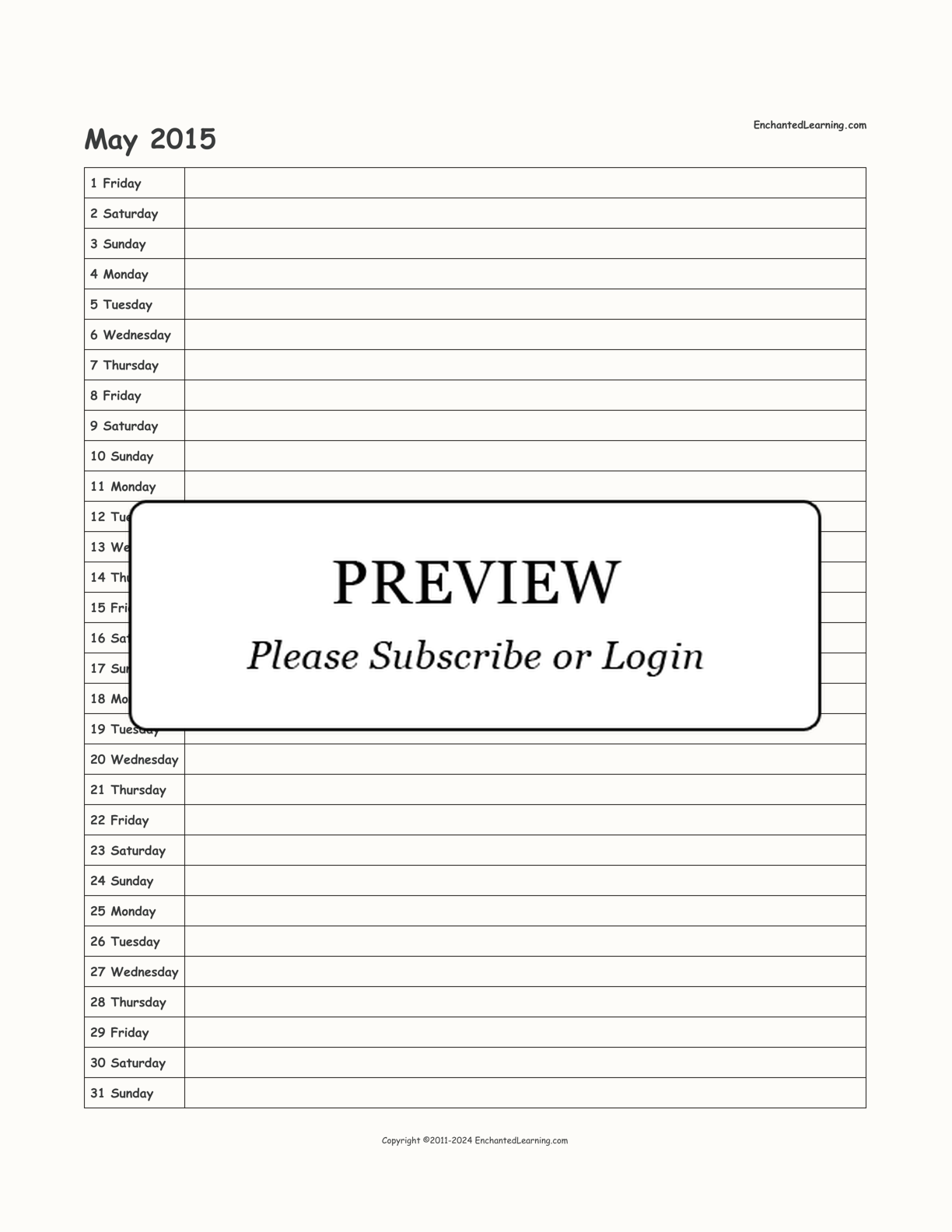 2015 Scheduling Calendar interactive printout page 5