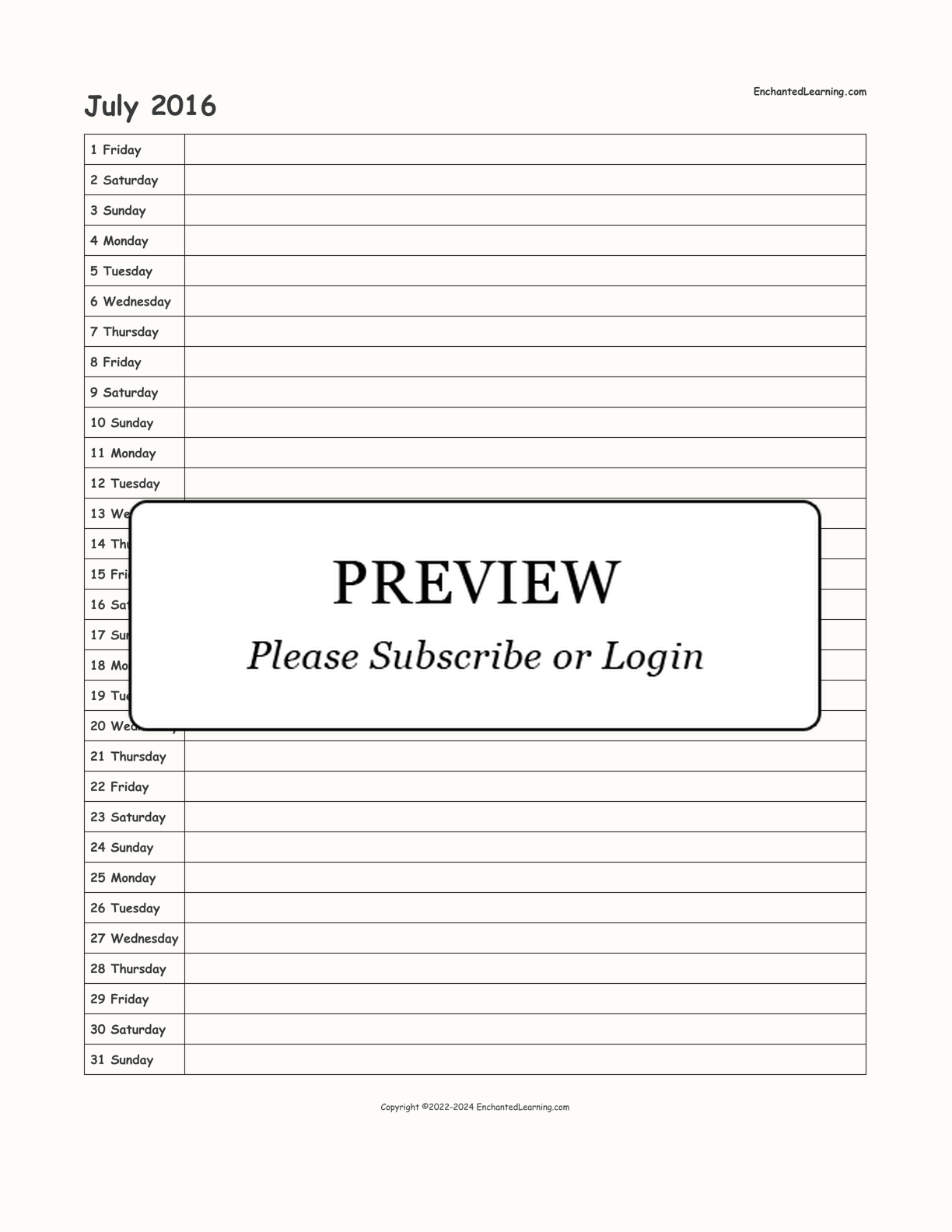 2016-2017 School-Year Scheduling Calendar interactive printout page 1