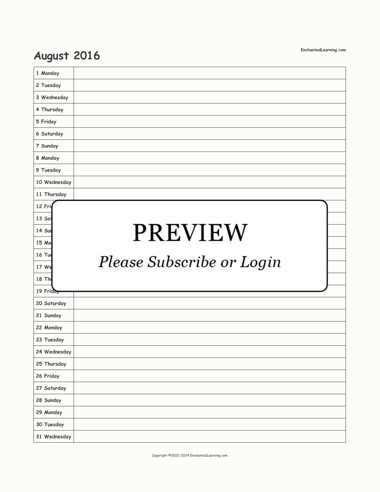 2016-2017 School-Year Scheduling Calendar interactive printout page 2