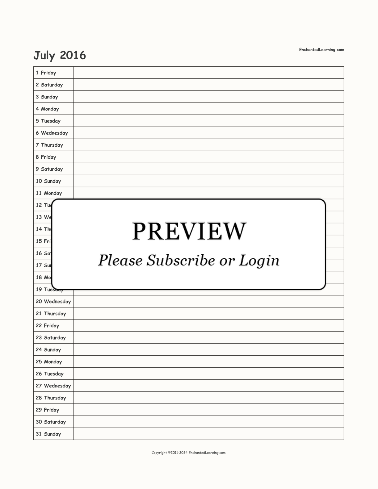 2016 Scheduling Calendar interactive printout page 7