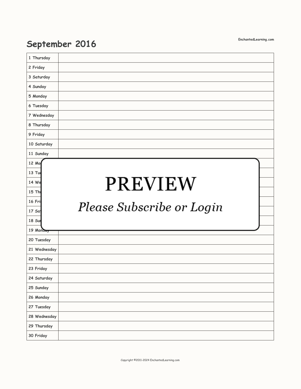 2016 Scheduling Calendar interactive printout page 9