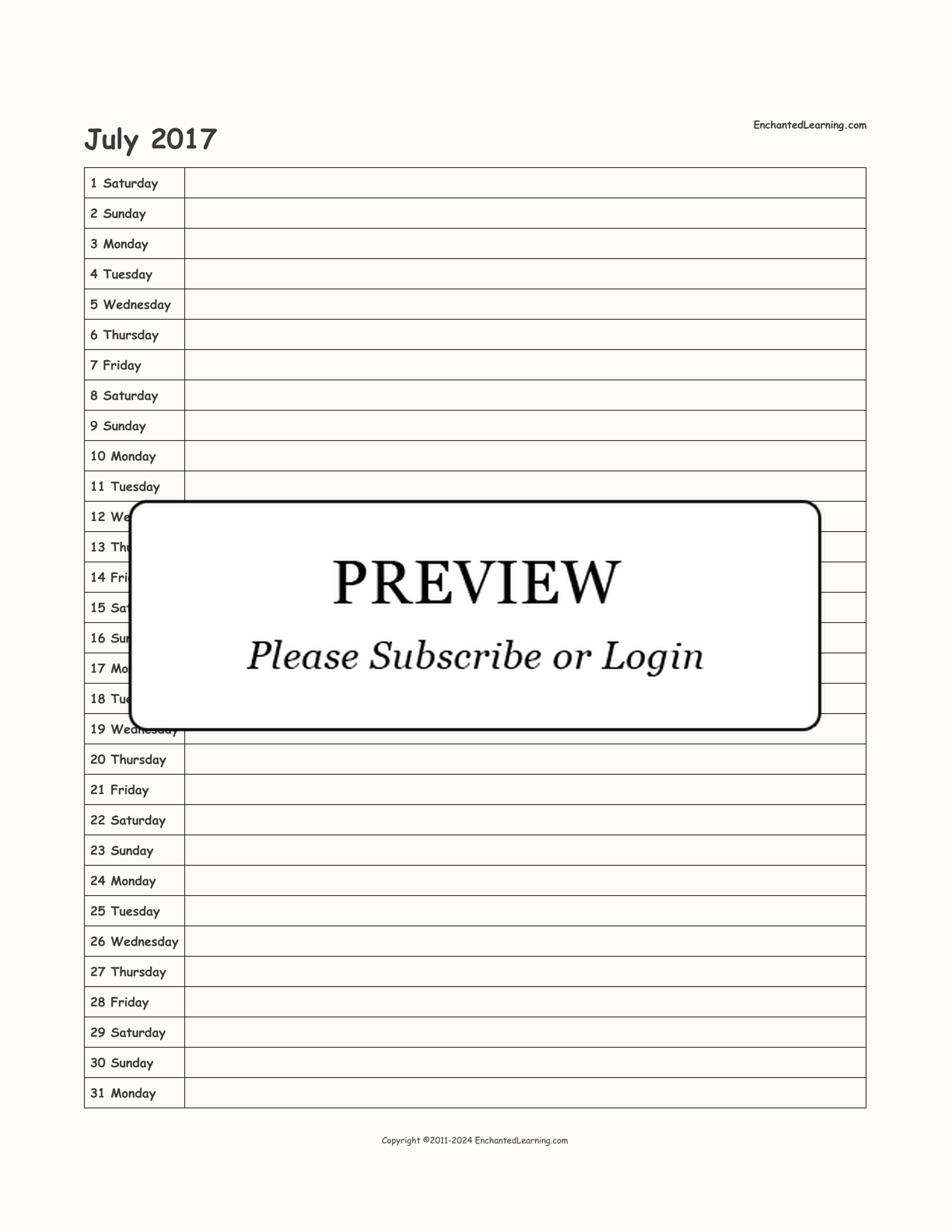 2017 Scheduling Calendar interactive printout page 7
