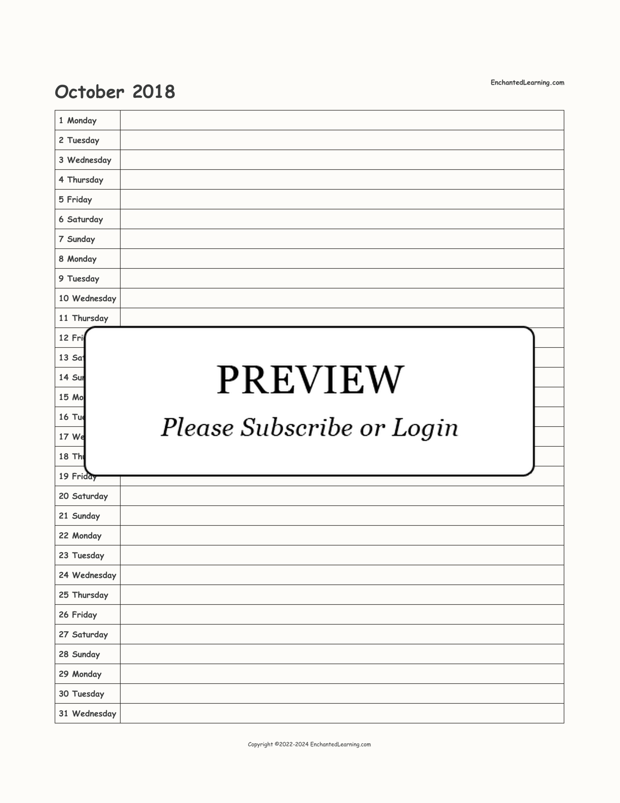 2018-2019 School-Year Scheduling Calendar interactive printout page 4