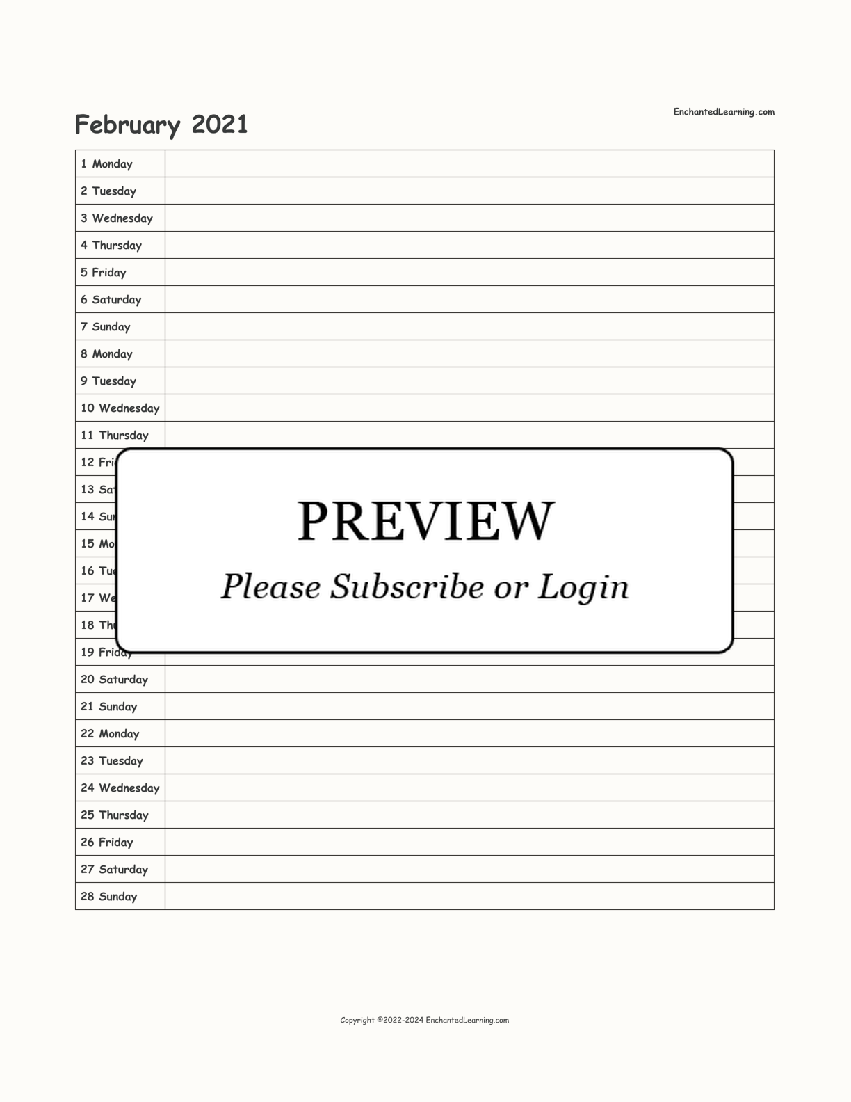 2021 Scheduling Calendar interactive printout page 2