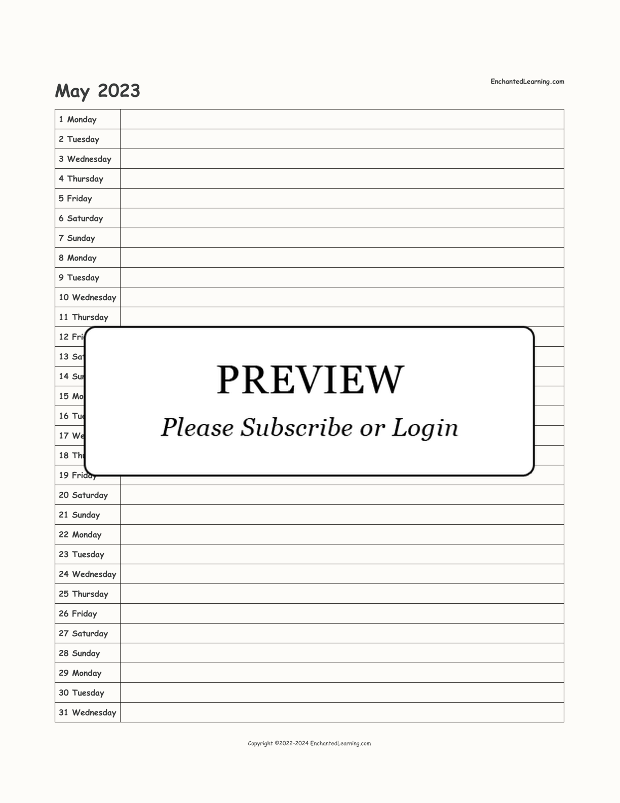 2023 Scheduling Calendar interactive printout page 5