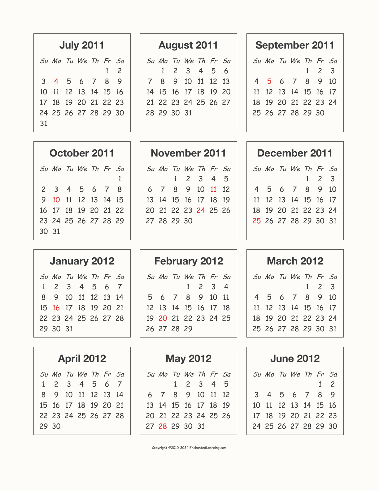 2011-2012 Calendar interactive printout page 1