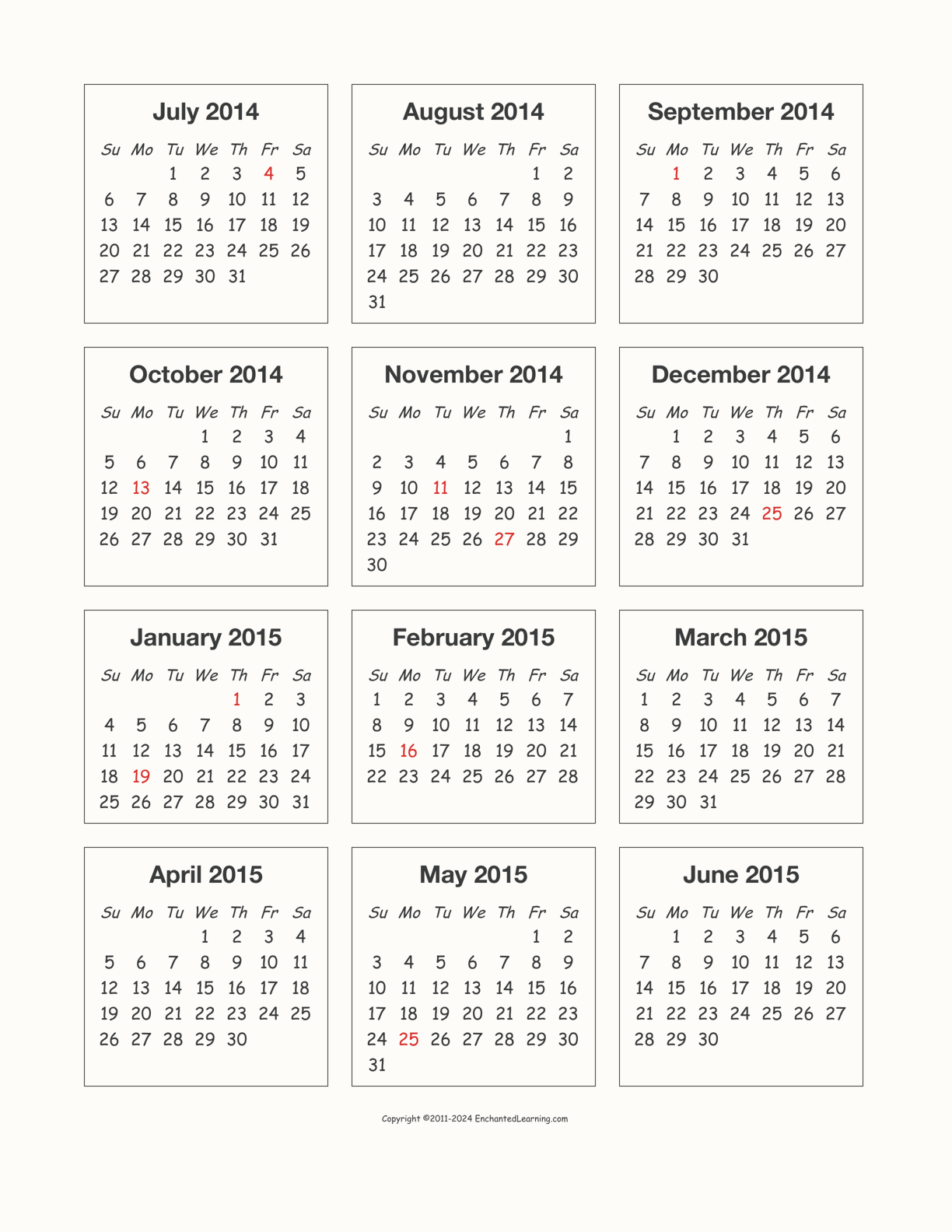 2014-2015 Calendar interactive printout page 1