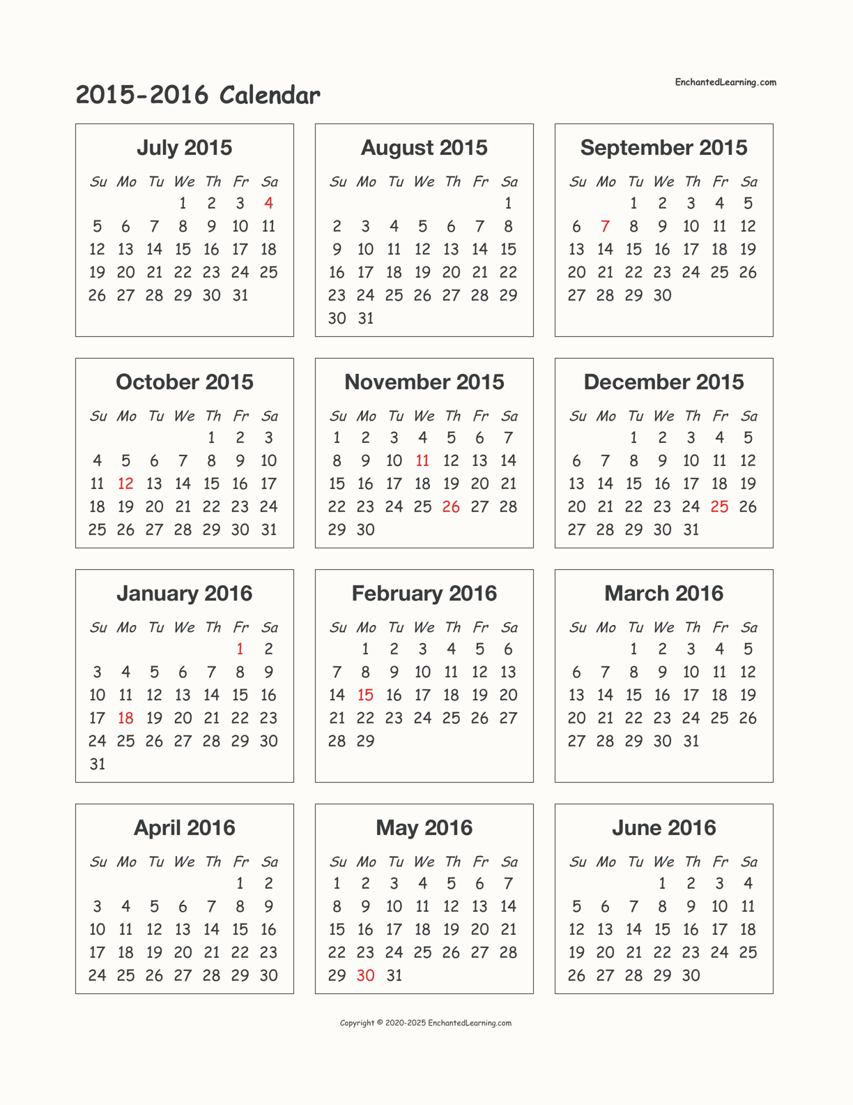 2015-2016 Calendar interactive printout page 1