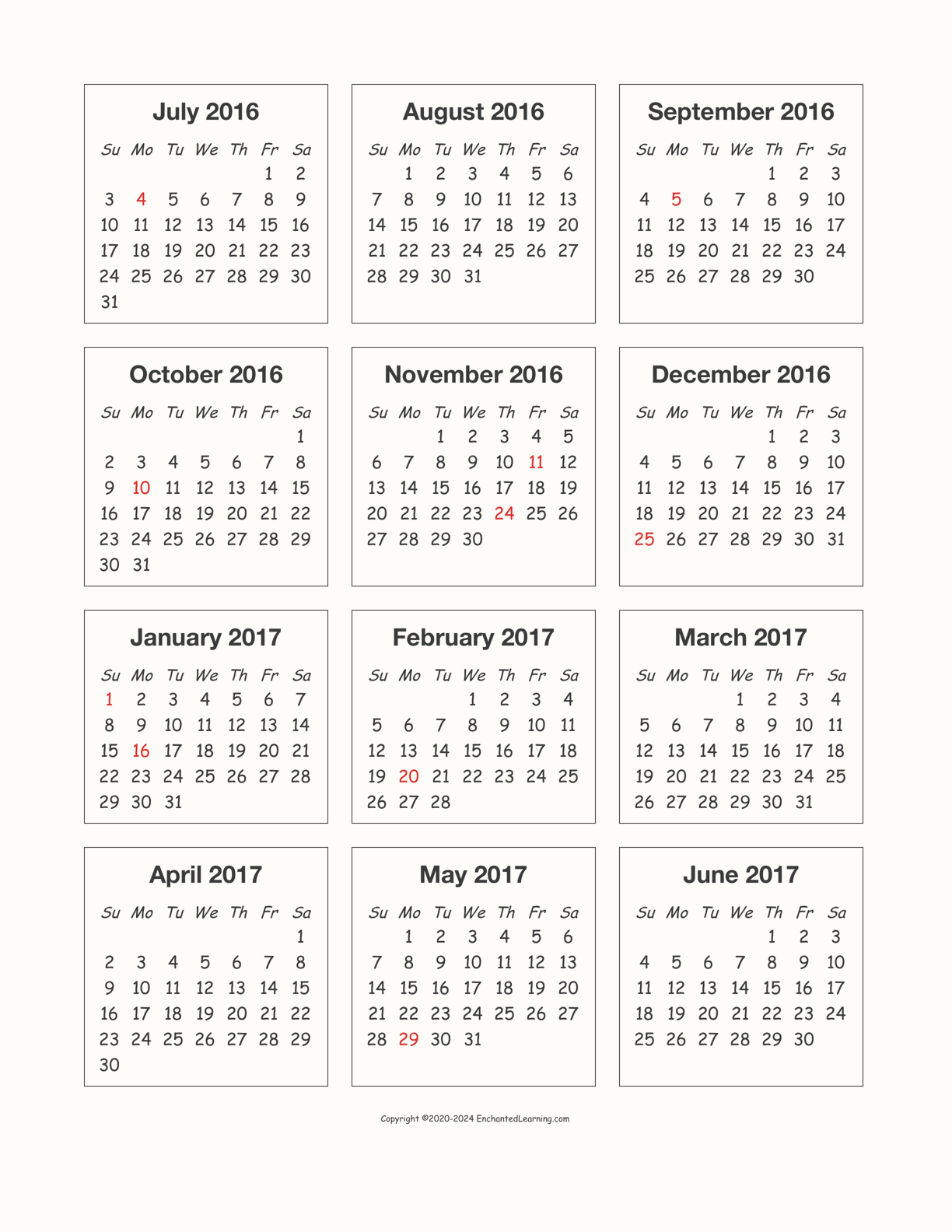 2016-2017 Calendar interactive printout page 1