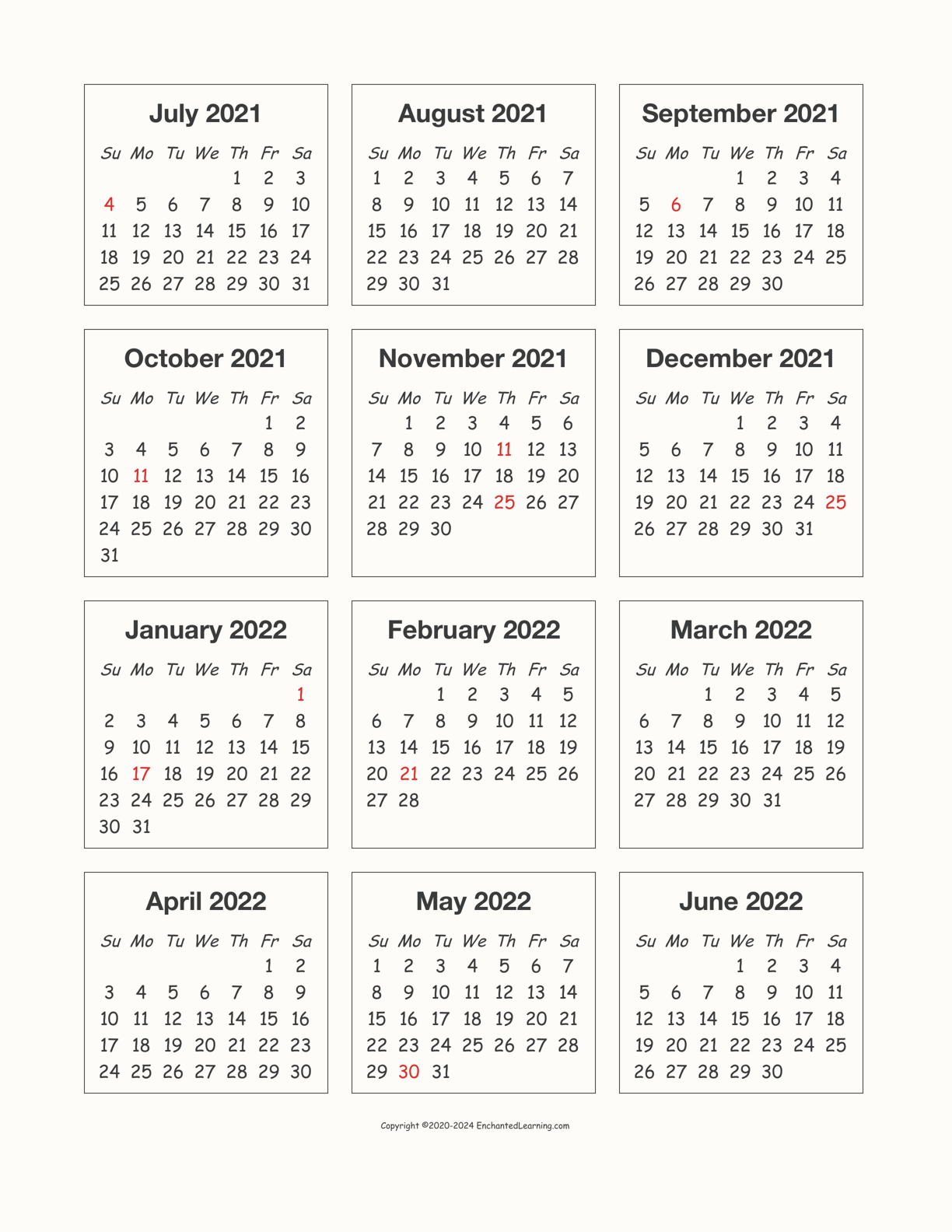 2021-2022 Calendar interactive printout page 1
