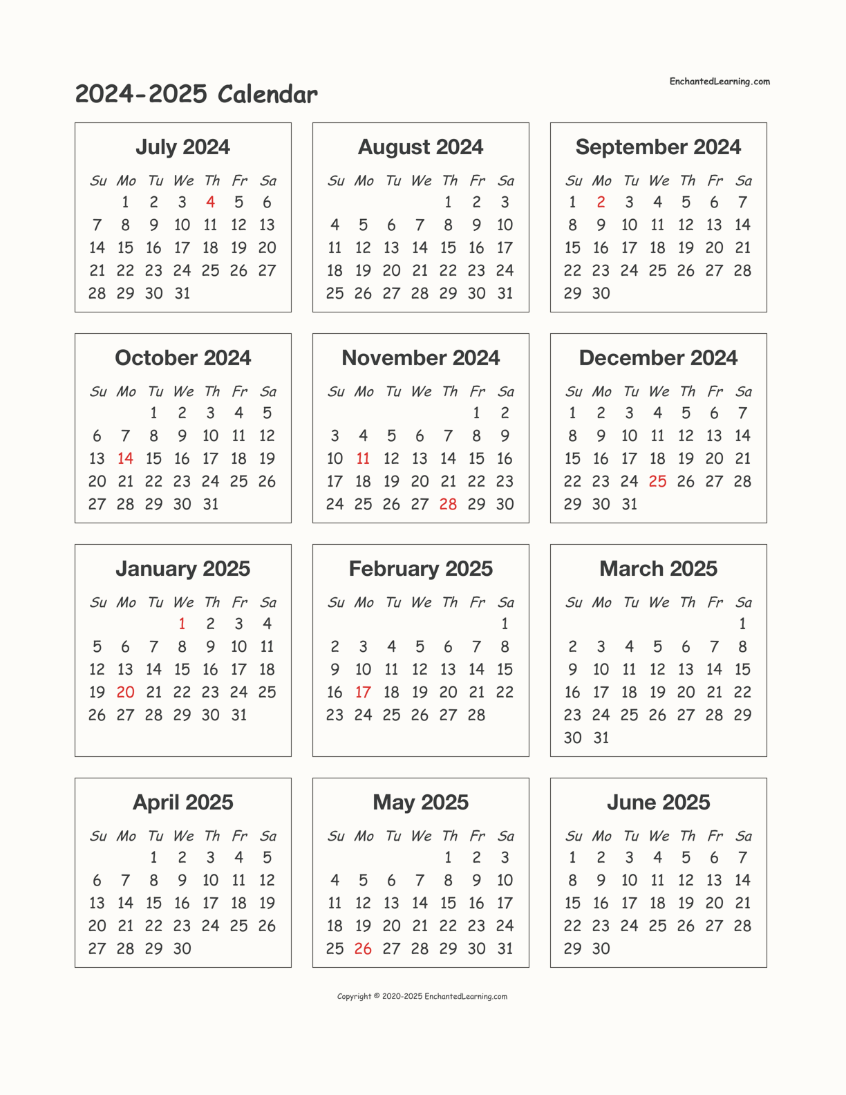 2024 And 2025 Calendar With Holidays