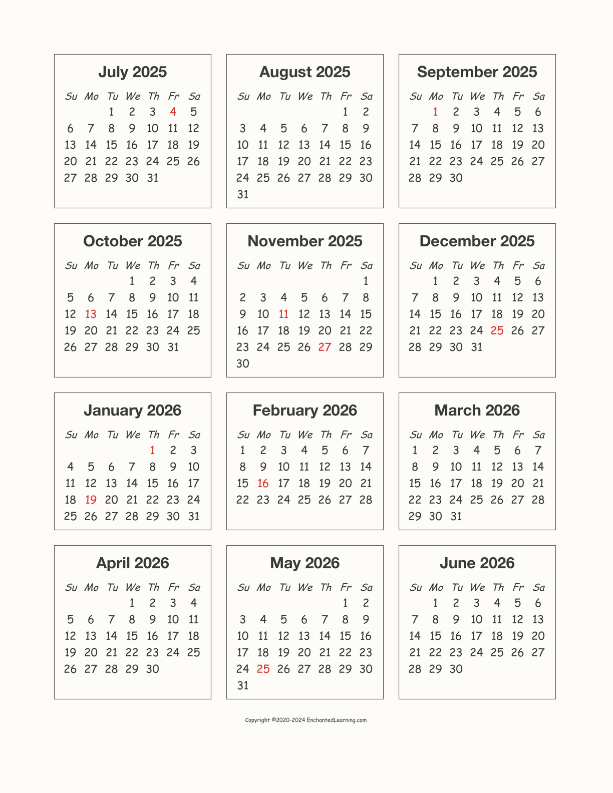 2025-2026 Calendar interactive printout page 1