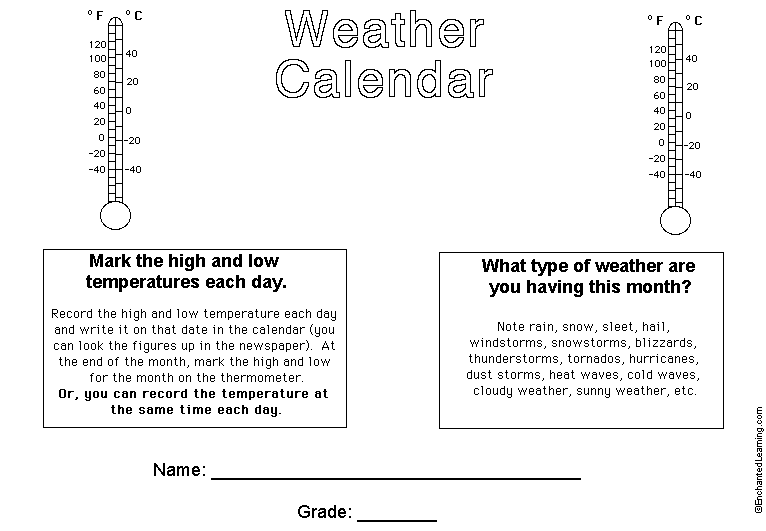 2023 Weather Calendar Cover Page EnchantedLearning 2023 Weather Calendar Cover Page EnchantedLearning