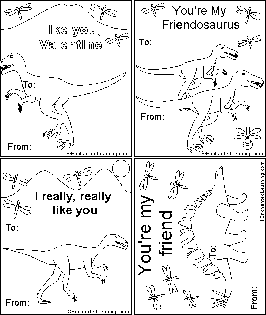 Dinosaur Valentine Cards EnchantedLearning