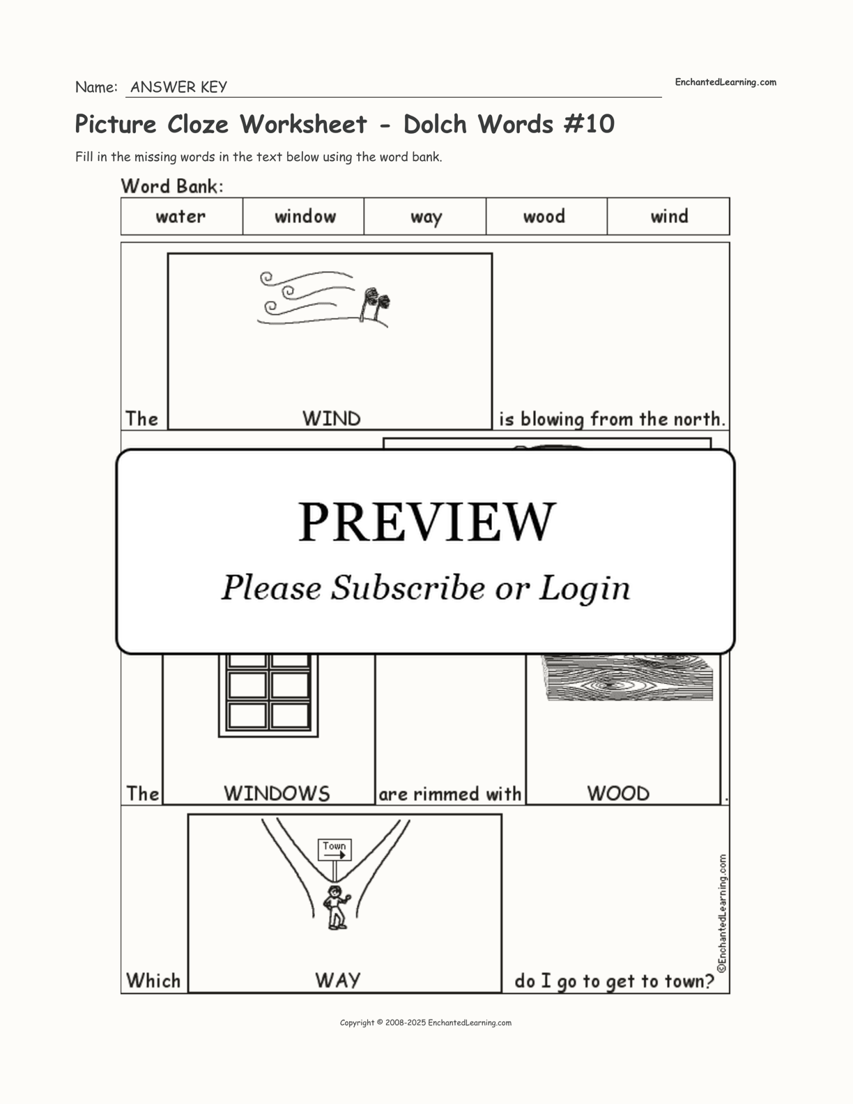 Picture Cloze Worksheet - Dolch Words #10 interactive worksheet page 2