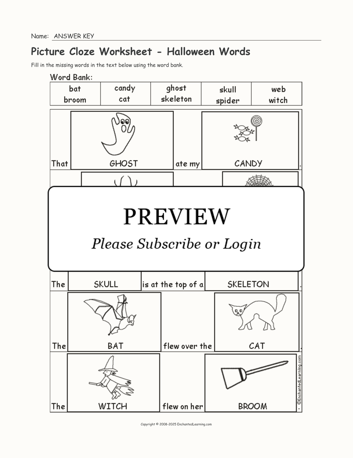 Picture Cloze Worksheet - Halloween Words interactive worksheet page 2