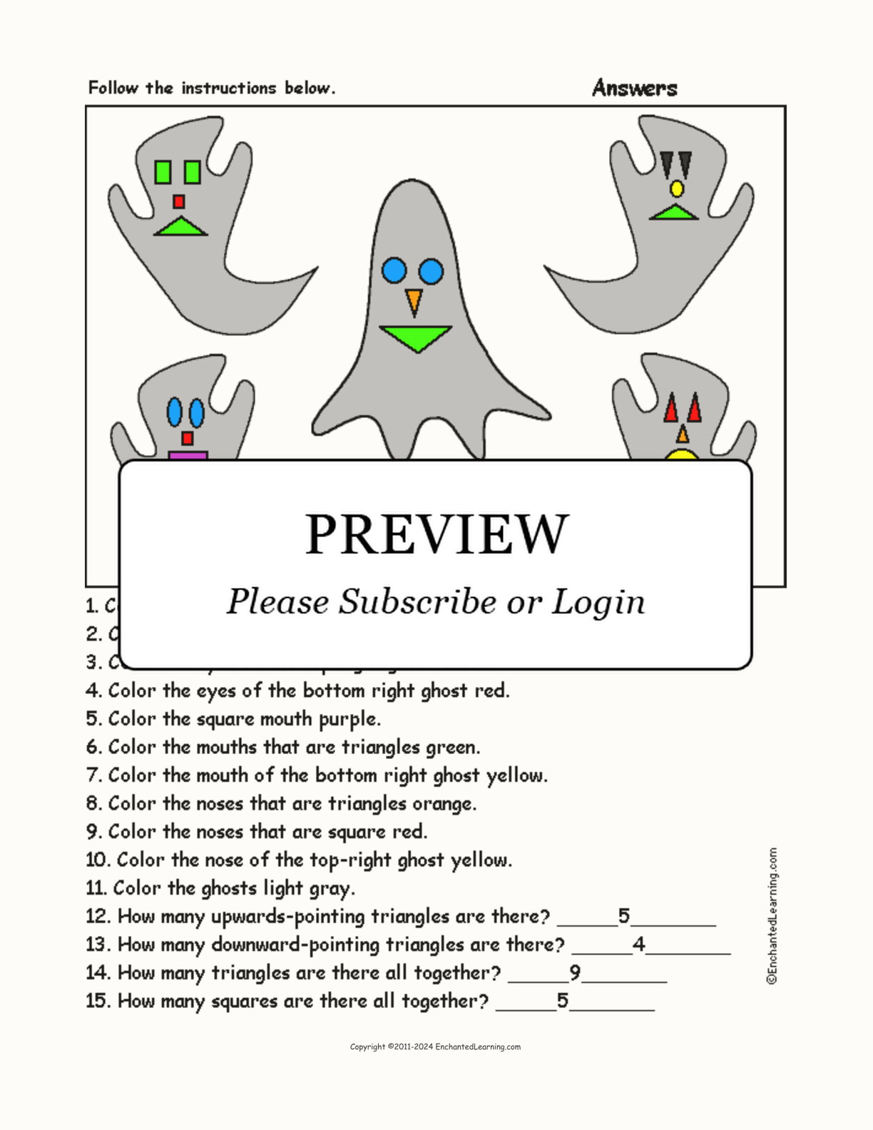 Ghosts - Color and Count interactive worksheet page 2