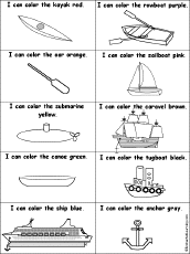 I Can Color Boat Words