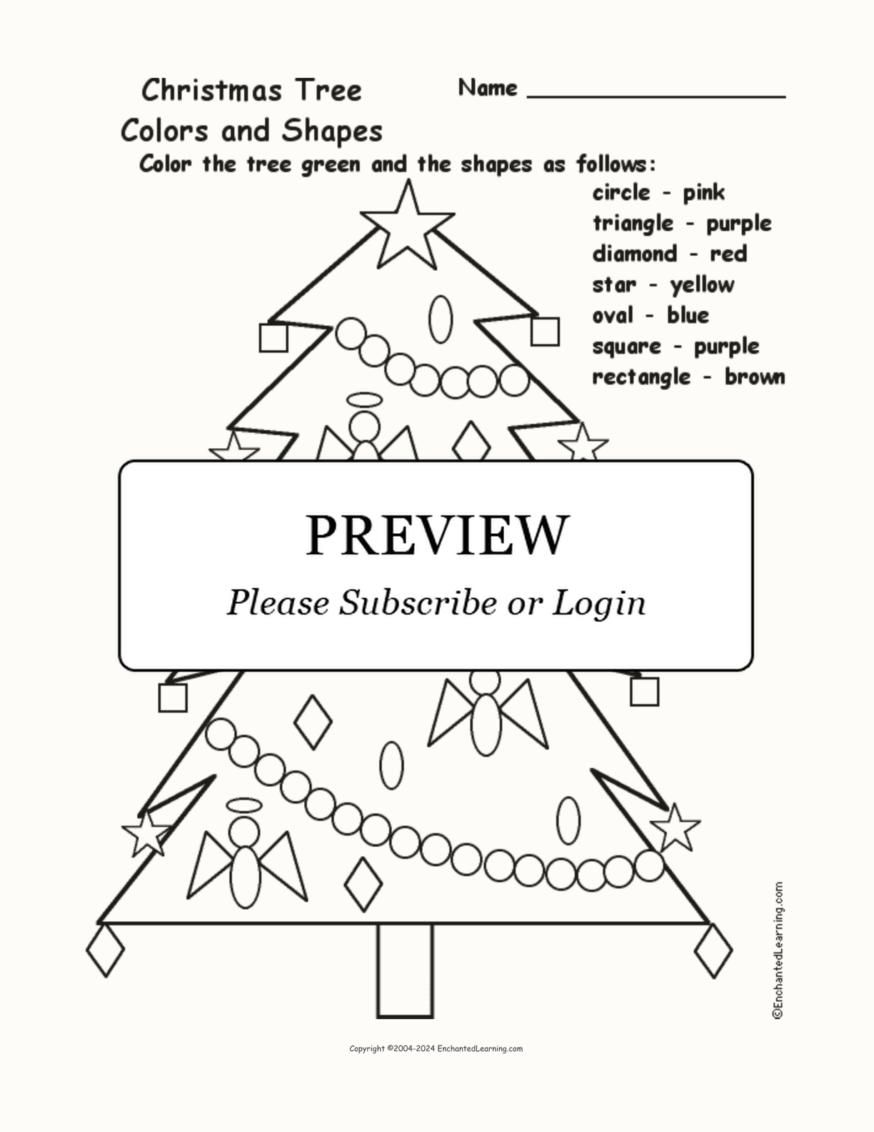Christmas Tree: Colors and Shapes interactive worksheet page 1