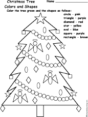 Christmas Tree Coloring Printable: Colors and Shapes