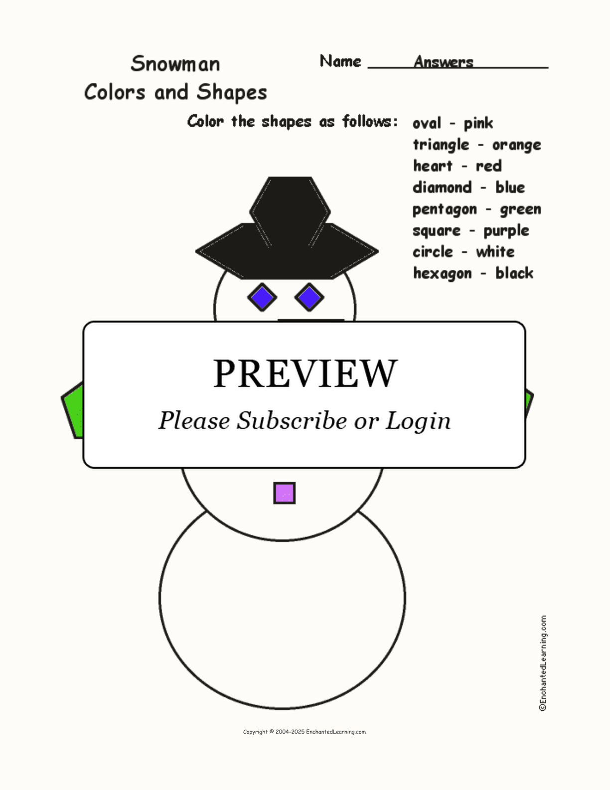 Snowman: Colors and Shapes interactive worksheet page 2