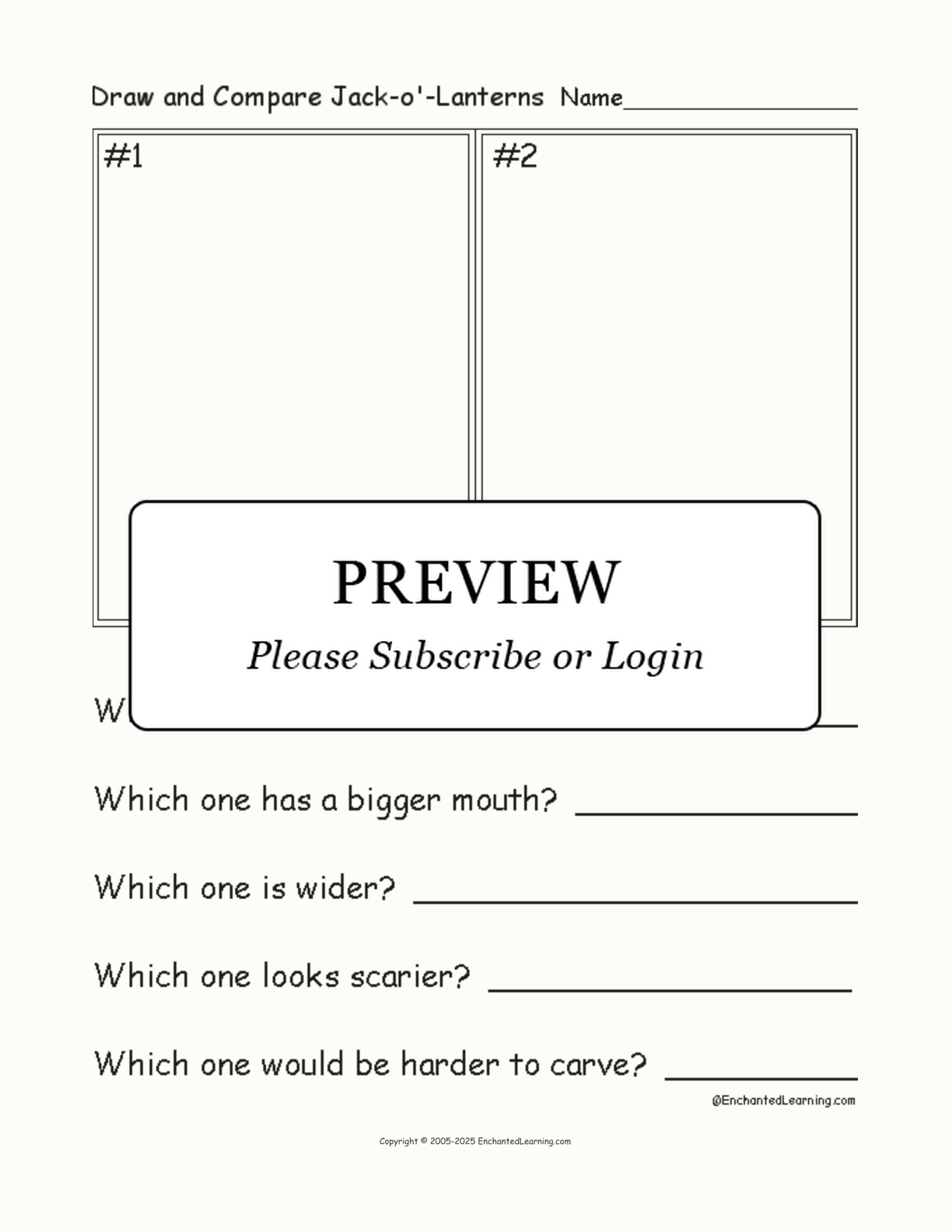 Draw and Compare Jack-o'-Lanterns interactive worksheet page 1