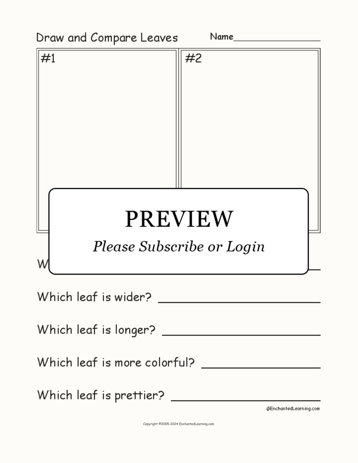 Draw and Compare Leaves interactive worksheet page 1